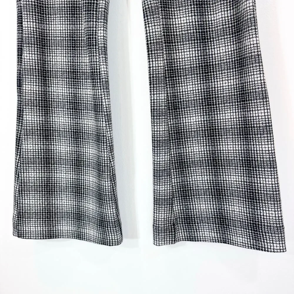 Anthropologie‎ Maeve Plaid Pull on Pants Trousers | Black White Gray | SZ M